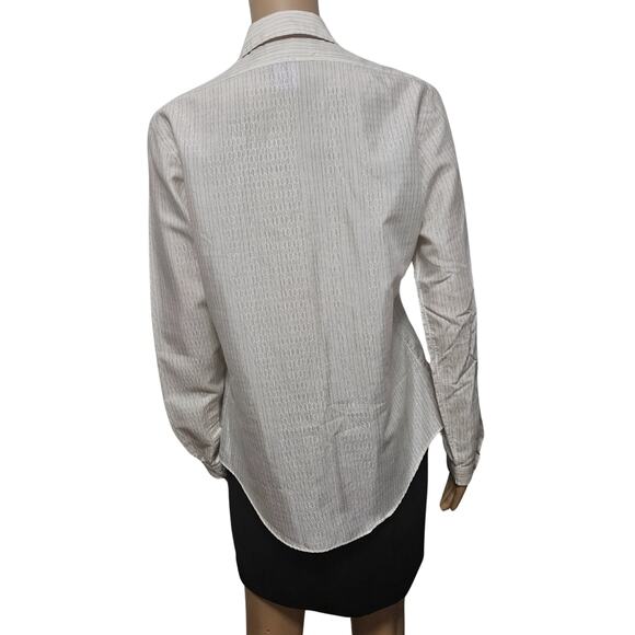 Cream Metallic Top The Clothes Horse Pinstripe Button Up Size 12 Womens Vintage - Picture 4 of 5